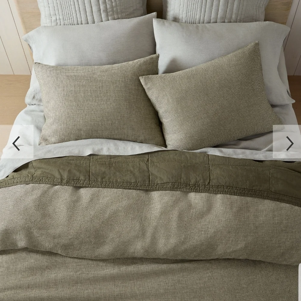 ❤️BUY 2 GET 1 FREE West Elm European Flax Linen Mini Waffle Duvet Cover, King